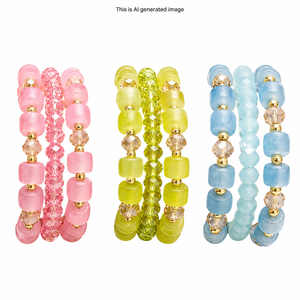 Elegante Pulsera de Cuentas de Cristal Rosa para Mujer, Hecha a Mano, Elástica, Joyería de Moda, Pulsera Apilable, Regalo para Niñas, Amistad - Product Image 1