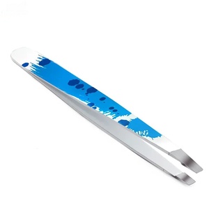 Pinzas Modernas para Cejas con Punta Puntiaguda, Diseño Duradero de Acero Inoxidable, Patrón Azul Moderno - Product Image 5