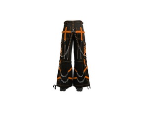 Pantalon large noir style punk pour homme avec sangles et chaînes bleues, plusieurs poches, taille élastique, mode automne - Product Image 6