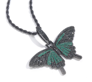 Collar con Colgante de Mariposa, Chapado en Oro, con Micro Pavé de Circonitas Cúbicas, Joyería de Latón Certificada Unisex, Cadena Estilo Hip Hop para Regalo de Fiesta - Product Image 4