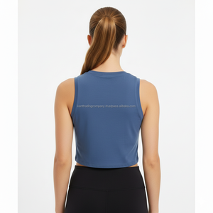 Private Label 100% Cotton Cropped Tank <b>Top</b> Women Custom Brand Logo Plain Blank Short Jersey Sleeveless <b>Top</b> Manufacturer Bulk - Product Image 6