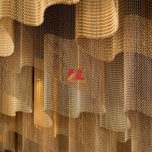 Thanh lịch trang trí chuỗi lưới với lưới kim loại Rèm dệt lưới nhôm khung cửa sổ đôi móc chuỗi nhà khách sạn trang trí tường - Product Image 1