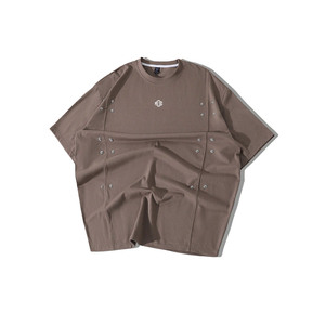 Rivet Detail Plain Custom Men's shirts Oversized Boxy Fit Premium Cotton Streetwear <b>T</b>-Shirt High Quality Customized Printing - Product Image 2