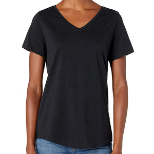 Camiseta informal de primavera antiarrugas de manga corta con cuello en V 100% algodón para mujer, nuevo diseño 2022 - Product Image 2