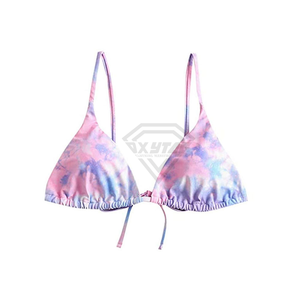 Ensemble de bikini tie-dye pour femmes, couleur dégradée, spandex, polyester, haut halter, bas à lacets, maillot de bain respirant - Product Image 3