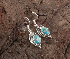 Pendientes de Plata de Ley 925 con Turquesa Azul Natural, Hechos a Mano, con Mosaico de Piedras Preciosas, Estilo Bohemio, Regalo de Boda para Mujer - Product Image 5