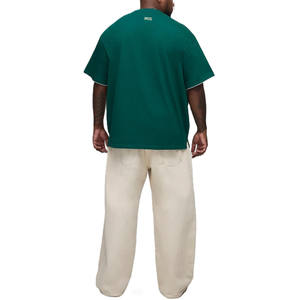 T-shirt Homme en Coton Lourd Coupe Ample Style Streetwear avec Poches, Passepoil Contrastant et Imprimé au Dos – Fabricant OEM - Product Image 2