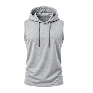OEM <b>Sleeveless</b> <b>Hoodie</b> Manufacturer Custom Hooded Gym Shirts for Men - Product Image 6