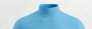 T-shirt en tricot à col roulé bleu clair pour homme, coupe classique, couleur unie, style décontracté - Product Image 2