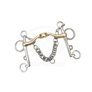 Bocado de Doble Articulación Pelham de Acero Inoxidable con Boquilla de Plata Alemana de 5 Pulgadas para Montar a Caballo - Product Image 4