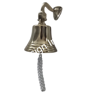 Campana de Barco Tradicional de Latón con Cuerda Blanca para Colgar, Decoración de Pared Hecha a Mano, Campanas de Puerta de Estilo Náutico, Campana Antigua de Color Dorado - Product Image 2