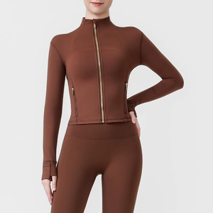 Chaqueta Deportiva Corta para Mujer, Corte Ajustado, Secado Rápido, Manga Larga, Ropa Deportiva para Yoga, Venta al Por Mayor OEM - Product Image 5