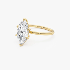 Women's Yellow Gold Marquise Cut Diamond Engagement Ring Classic Style Natural <b>Stone</b> - Product Image 2