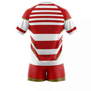 Tenues de rugby personnalisables OEM avec impression numérique de haute qualité, manches courtes, anti-humidité et respirantes - Product Image 2