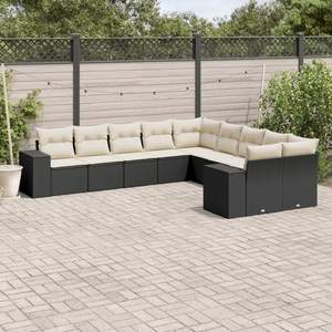 Conjunto de Sofás Modulares Grandes de Ratán PE Negro para Jardín, Muebles de Exterior Elegantes y Duraderos - Product Image 1