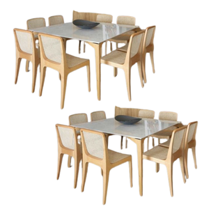 Ensemble de table à manger carrée convertible en bois massif, design moderne et épuré, pour la maison et l'hôtellerie, EN PROMOTION - Product Image 5