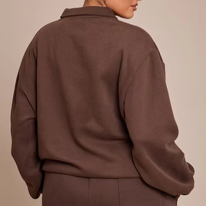 Conjunto de Sudadera con Cuello Polo y Pantalones Deportivos para Otoño/Invierno, Estilo Casual, Holgado, Versátil, Ropa Deportiva para Mujer - Product Image 6