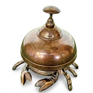 Handmade Antique Brass Crab Desk <b>Bell</b> Vintage Nautical Service <b>Call</b> <b>Bell</b> for Hotel Reception Office Counter and Home - Product Image 1