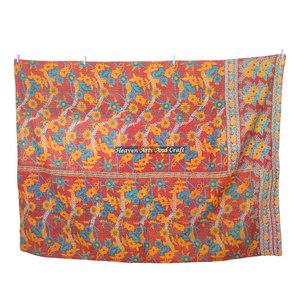 Kantha Vintage <b>Quilt</b> Indian Handmade Cotton Gudri Bedspread <b>Throw</b> Reversible Indian Reversible Hand Stitched Heavy <b>Throw</b> Old - Product Image 2