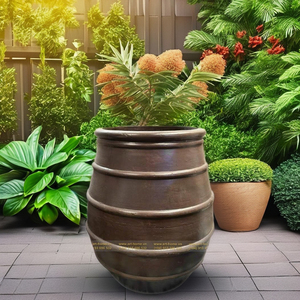 Maceta moderna grande GRC duradera, diseño de tarro de cinco anillos para el hogar, Patio al aire libre, jardín, decoración de paisaje, maceta, plantas decorativas - Product Image 2