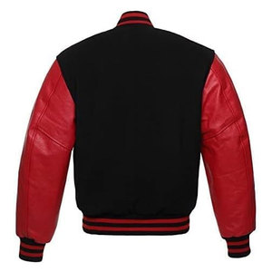 แจ็คเก็ตวาร์ซิตี้ผ้าวูลพรีเมียมและหนังเทียมไวนิล สไตล์เลตเตอร์แมนคลาสสิก ทนทาน สวมใส่สบาย แฟชั่นสตรีทแวร์ - Product Image 3