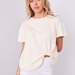 T-shirt pour femme, nouveau design tendance, coupe classique, confortable, manches courtes, couleur unie, décontracté, 100% coton, taille cintrée, t-shirts pour femme - Product Image 6