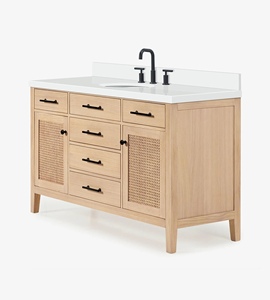 Meuble-lavabo de salle de bain Chloe 61 pouces, simple vasque, en chêne blanc, vente en gros, usine du Vietnam - Product Image 2