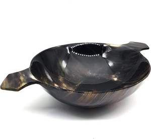 Bol à savon et à raseur de luxe, artisanal indien, écologique, en corne de buffle d'eau de taille moyenne, avec bordure en laiton - Product Image 4