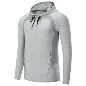Customize Hoodies For Mens Gym Fitness Quick Dry <b>Polyester</b> Hoodies Spandex Solid Color Long Sleeve Slim Active Muscle Fit <b>Hoodie</b> - Product Image 1