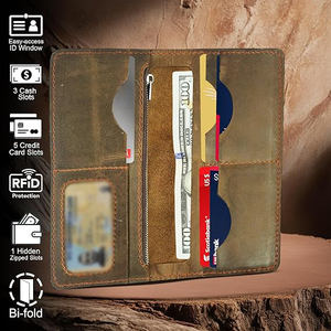 Carteras de Cuero Genuino Ligeras y Largas de Alta Calidad Hechas en Fábrica para Hombre con Diseño de Logotipo Personalizado Precios al por Mayor Nuevas - Product Image 2