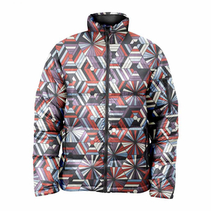 Customized Frost Pattern Varsity Puffer <b>Jacket</b> Unisex <b>Canvas</b> Stand Collar Front Logo Windproof Waterproof Breathable - Product Image 1