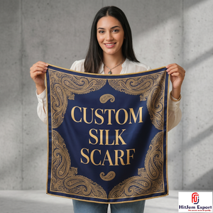 Foulard carré tendance imprimé sur mesure effet soie, châle de mode, fabricant et fournisseur de textiles OEM ODM à marque privée - Product Image 6