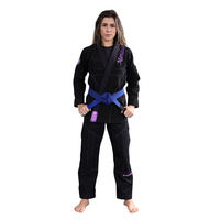 Kimono de BJJ pour homme TITAN TREAD WEAR, noir, coupe classique, logo brodé, ceinture bleue, 100% coton, 380g, extensible, respirant, arts martiaux