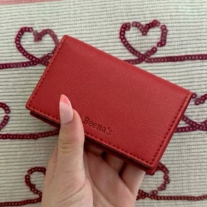 <b>Red</b> Microfiber Fabric Bifold <b>Wallet</b> Slim Card Holder Custom Logo Business Card Case for Unisex - Product Image 5