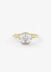 Anillo de compromiso de alta joyería con diamante ovalado de 2 quilates cultivado en laboratorio, certificado IGI, oro macizo real de 10k, 14k, 18k, engaste de bisel oriental-oeste. - Product Image 6