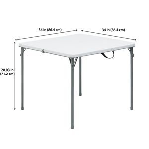 โต๊ะพับเรซิ่นทรงสี่เหลี่ยมขนาด 34 นิ้ว สีขาว - Product Image 2