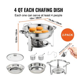 Set da Buffet in Acciaio Inossidabile da 4 Qt, 2 Pezzi, Scaldavivande per Catering con Ventilazione, Include 2 Vasche di Grandi Dimensioni - Product Image 2