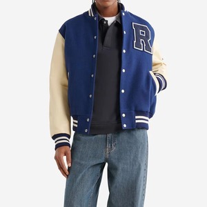 New Trendy Lettermen Bomber <b>Jacket</b> 100% Wool/Polyester/Cotton Canvas Casual Winter Front Logo Customizable Fabric <b>Fleece</b> <b>Lining</b> - Product Image 4