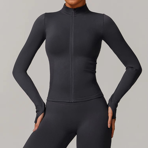 Chemise zippée à manches longues coupe ajustée pour femme, vêtement décontracté, vente en gros - Product Image 6
