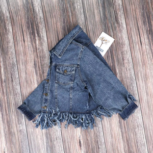 Chaqueta Vaquera Desgarrada con Flecos para Niñas Pequeñas, Estilo RTS, Gran Venta - Product Image 5