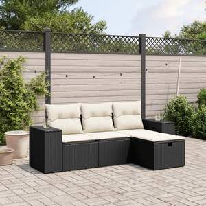 Conjunto de Sofás de Jardín de Poliratán Negro, Grande y Resistente, Muebles de Exterior Duraderos y Elegantes - Product Image 1