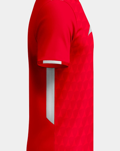 Maillot de football léger pour homme, rouge, sublimé, col rond, manches courtes, évacuation de l'humidité, coupe athlétique, toutes saisons, vêtements de sport - Product Image 3