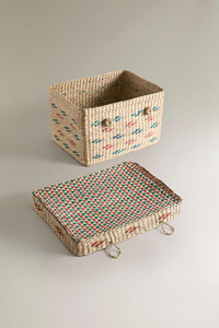 Ensemble d'articles essentiels : Paniers de rangement tressés à la main en jonc de mer à rayures, boîtes décoratives pour la décoration de la chambre d'enfant - Product Image 4