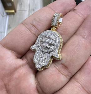 Colgante de Diamante Humza con Corte Baguette y Redondo Brillante, Colgante de Moissanita en Plata 925, Regalo de Joyería Fina, Colgantes y Dijes - Product Image 3