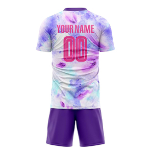 Ensemble de maillots de football personnalisés sublimés, dégradé violet, unisexe adulte, respirant, manches courtes, coupe athlétique, uniforme de football - Product Image 2