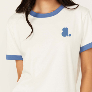 Camiseta de Manga Corta Azul Sólido para Mujer, Cuello Redondo, Corte Regular Informal, Verano, 100% Algodón Orgánico, Secado Rápido, Transpirable - Product Image 3