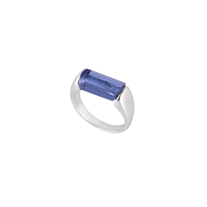 Élégante bague en pierre précieuse bleu encre avec sertissage clos |   Argent sterling 925 pour mariage et fête - Product Image 4