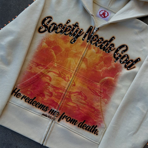 Hoodie polaire oversize zippé, style streetwear automne 2026, avec broderie, patchwork, strass, appliqué en relief motif singe et délavage acide - Product Image 6