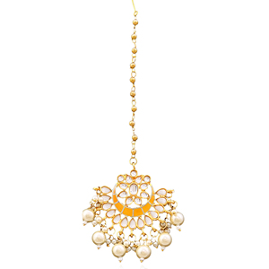 Joyería étnica india Kundan Tikka con perlas, chapado en oro de alta calidad, hecha a mano para bodas y fiestas, accesorios para mujer. - Product Image 2
