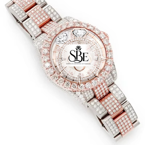 Montre en acier inoxydable de luxe avec diamants Moissanite, cadran en cristal saphir, mouvement ETA, résistance à l'eau 3BAR, haute qualité, pour hommes et femmes - Product Image 3